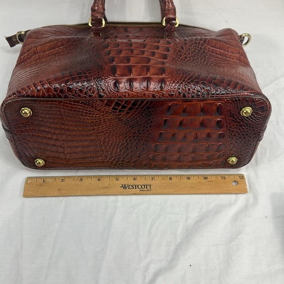 SOLD!! Lg Duxbury Dome Croc Embossed Leather Satchel Shoulder Bag W/Strap/Cover - Picture 11 of 16